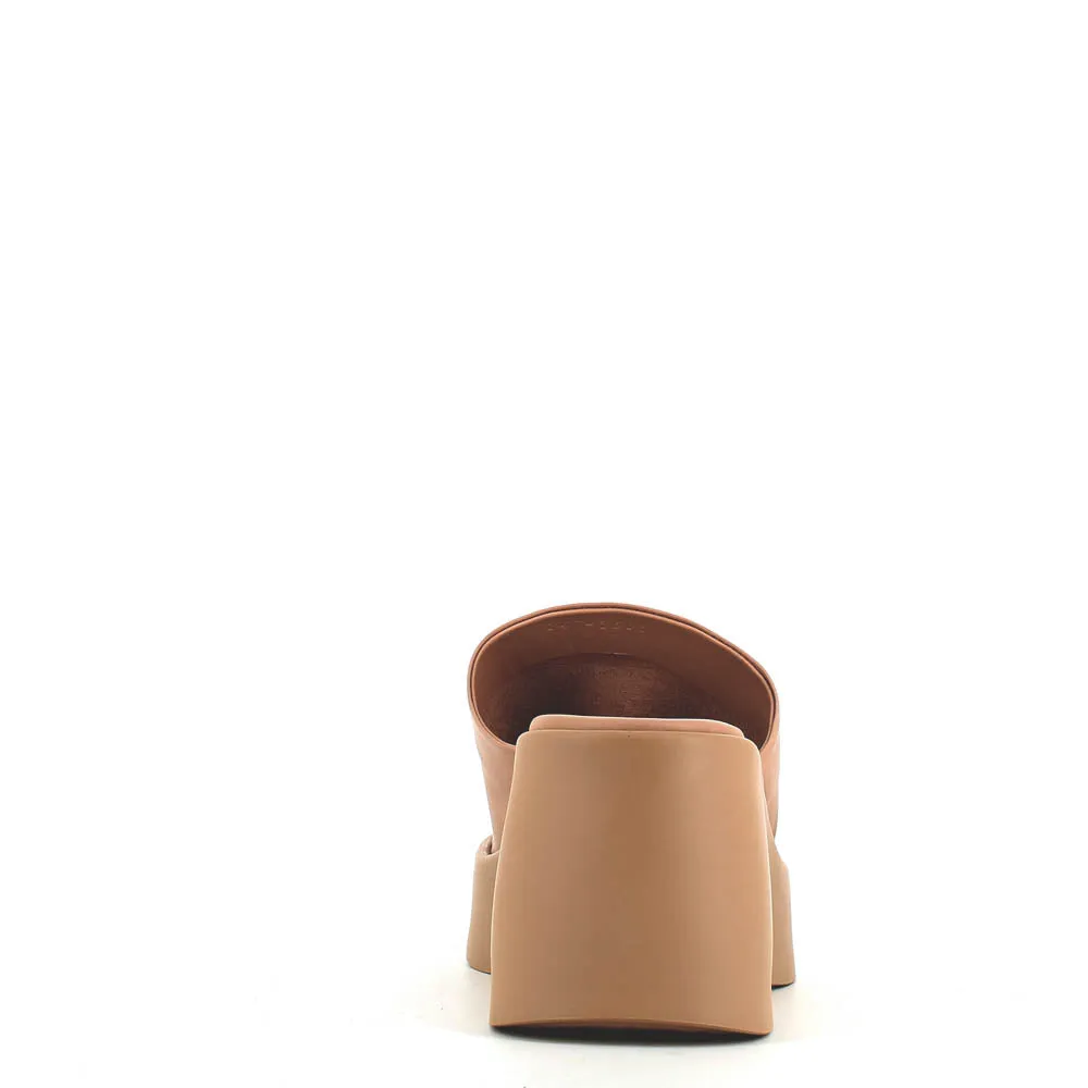 Cinders Edit High Leather Wedge Mule Nude