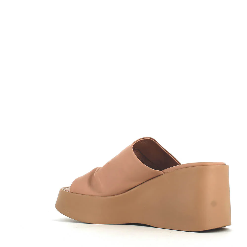 Cinders Edit High Leather Wedge Mule Nude