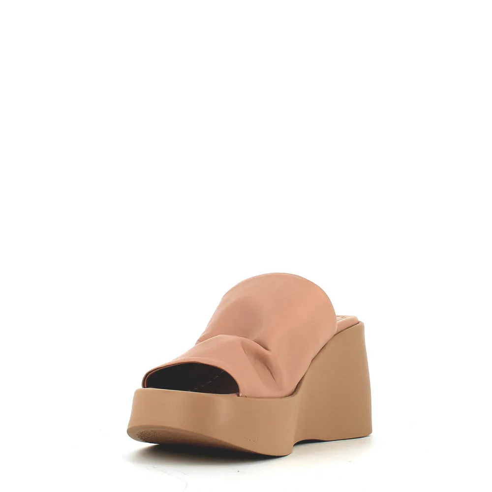 Cinders Edit High Leather Wedge Mule Nude