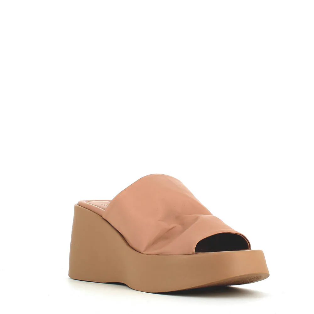 Cinders Edit High Leather Wedge Mule Nude