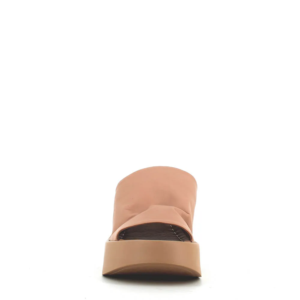 Cinders Edit High Leather Wedge Mule Nude
