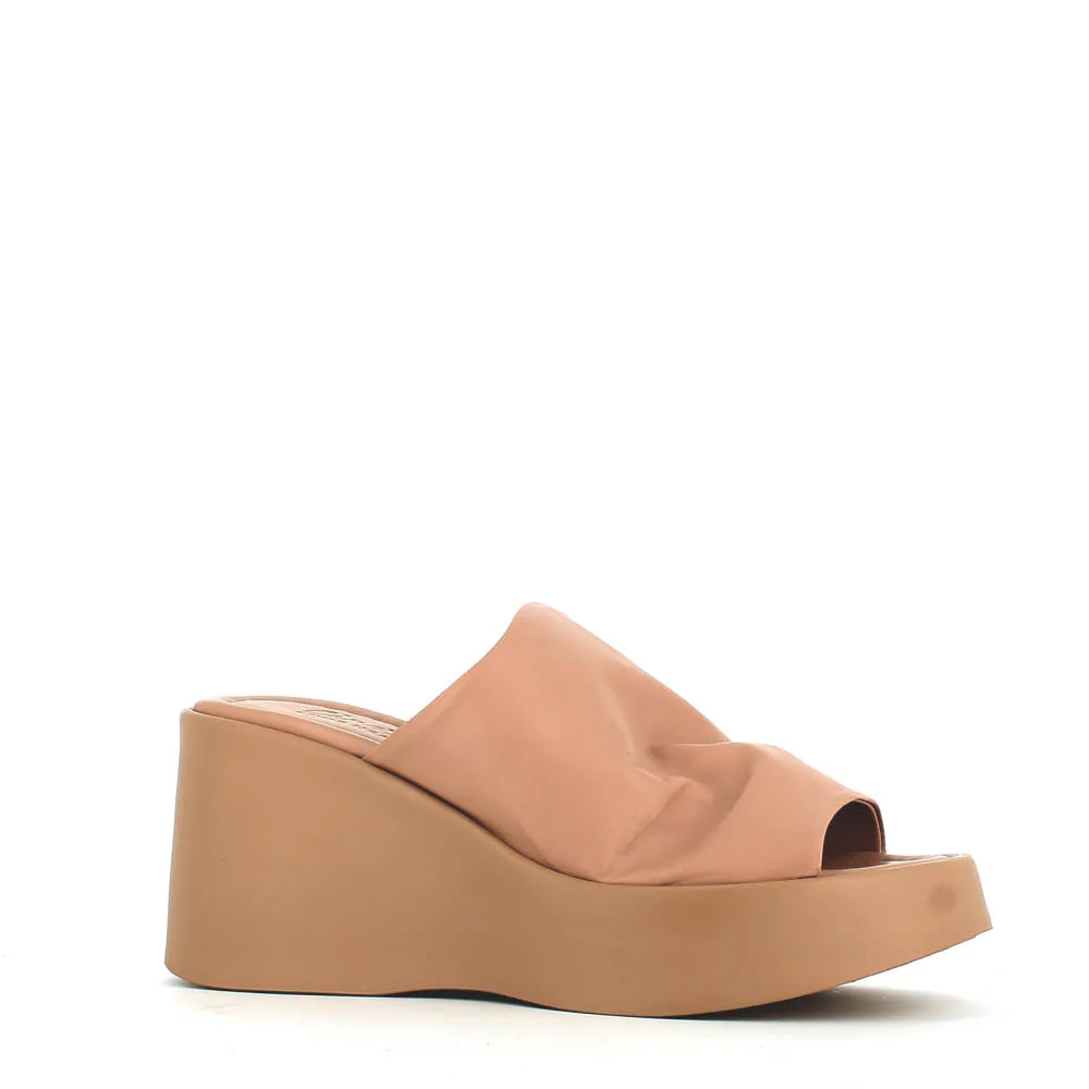 Cinders Edit High Leather Wedge Mule Nude