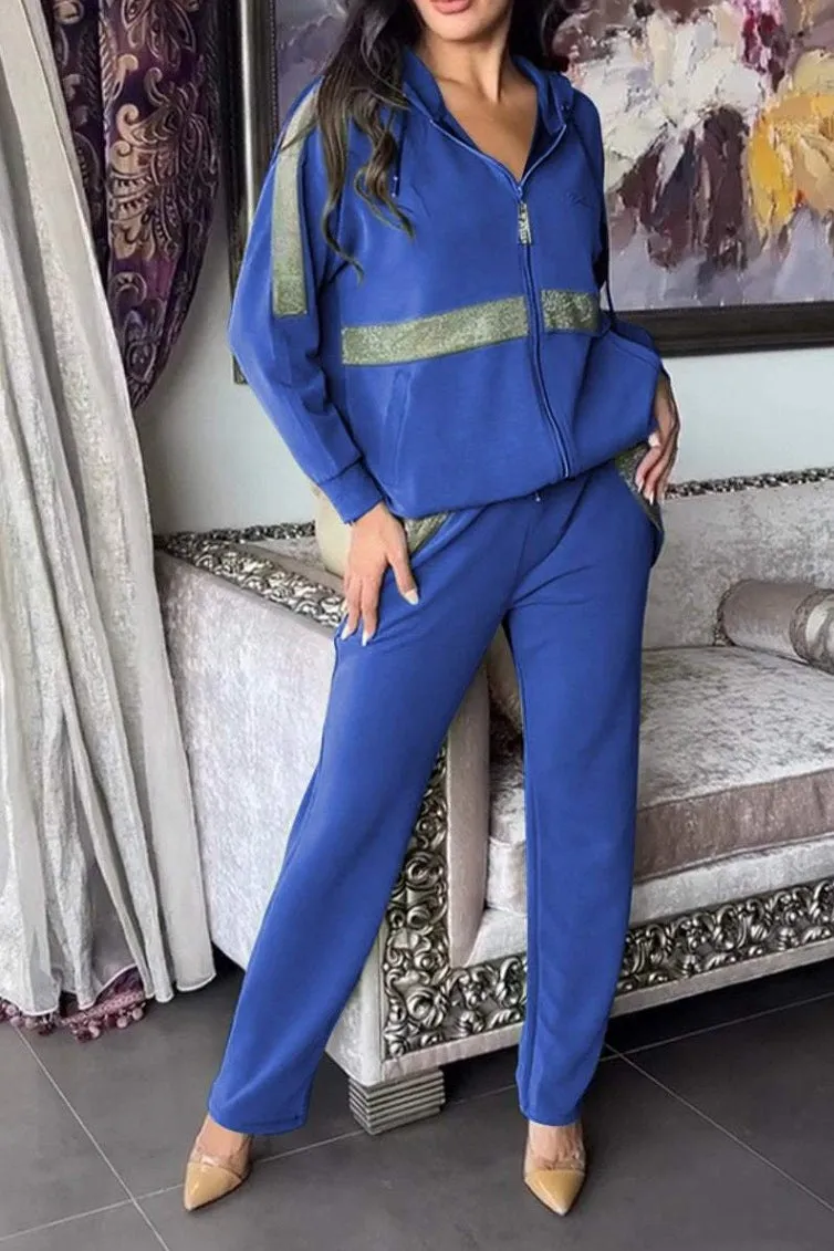 Comfortable Long-Sleeved Hoodie and Trousers Two-Piece Set for Casual Warmth