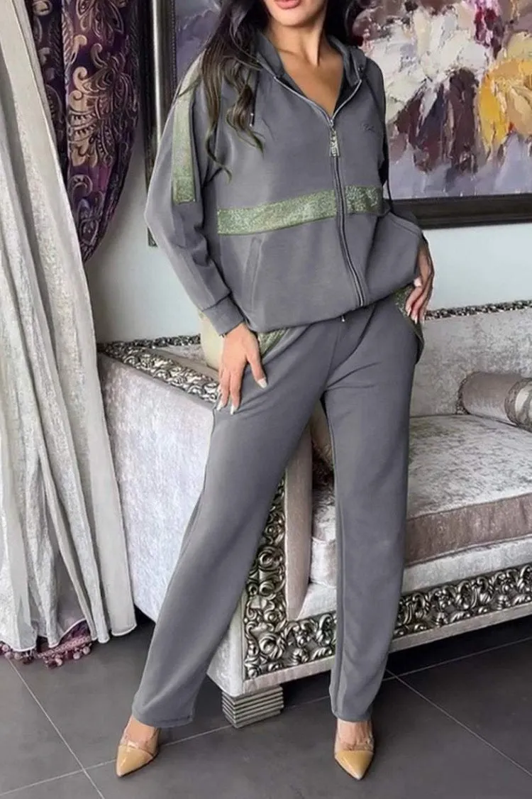 Comfortable Long-Sleeved Hoodie and Trousers Two-Piece Set for Casual Warmth