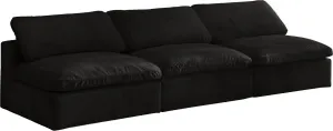 Cozy Black Velvet Cloud Modular Armless Sofa
