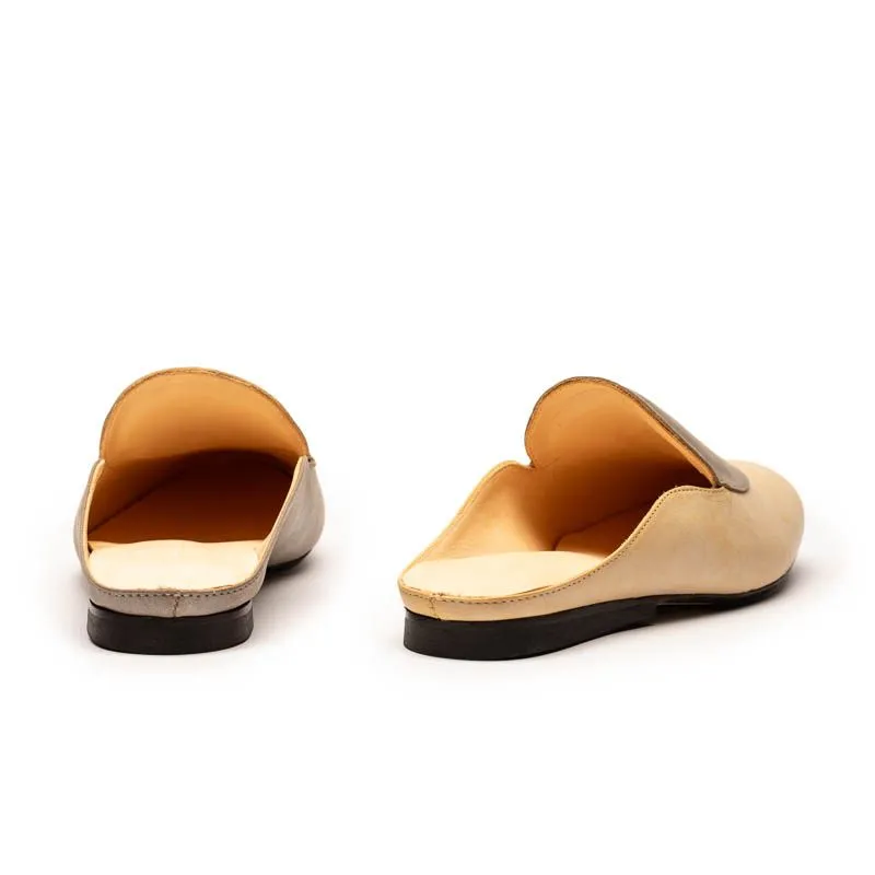 CUDDY DOT Oyster |  Leather Slip On Mule