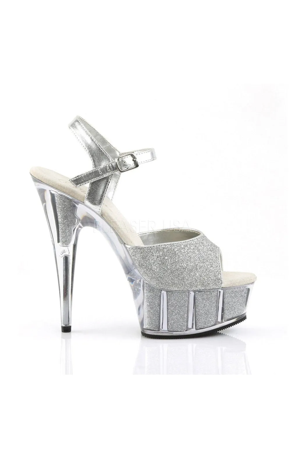 DELIGHT-609-5G Platform Sandal  | Silver Glitter