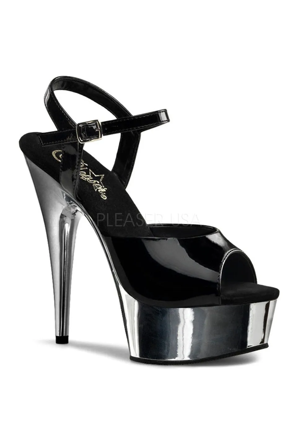 DELIGHT-609 Platform Sandal  | Black Patent