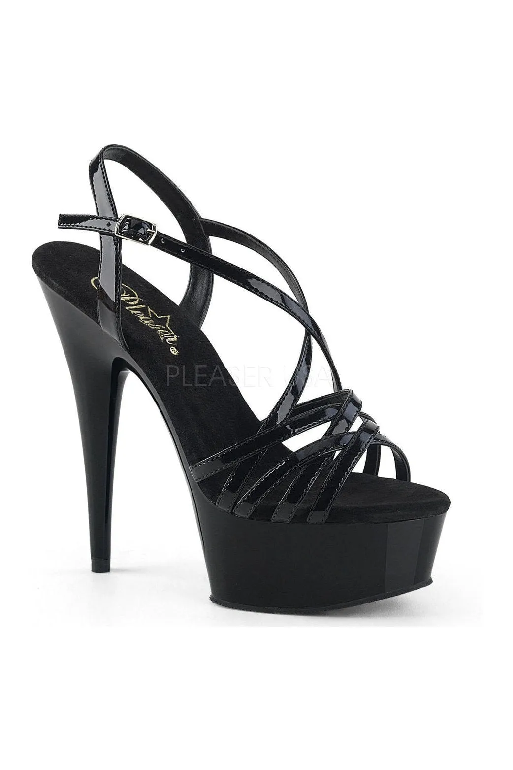 DELIGHT-613 Platform Sandal  | Black Patent