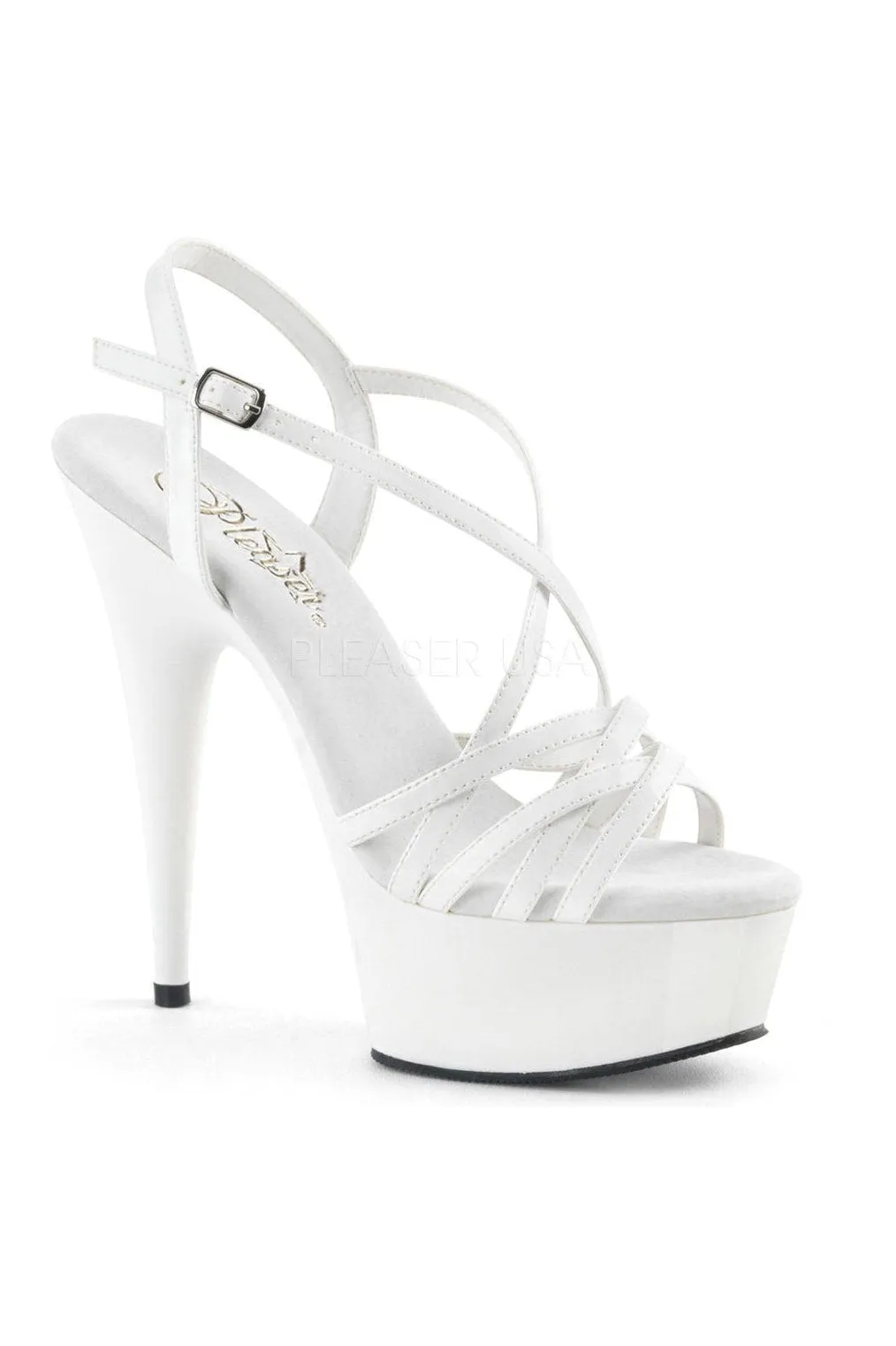 DELIGHT-613 Platform Sandal  | White Patent