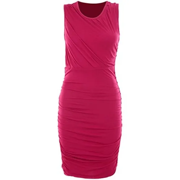 Diane Von Furstenbergs Angelina Fuschia Pink Silk Blend Ruched Knit Dress Size S