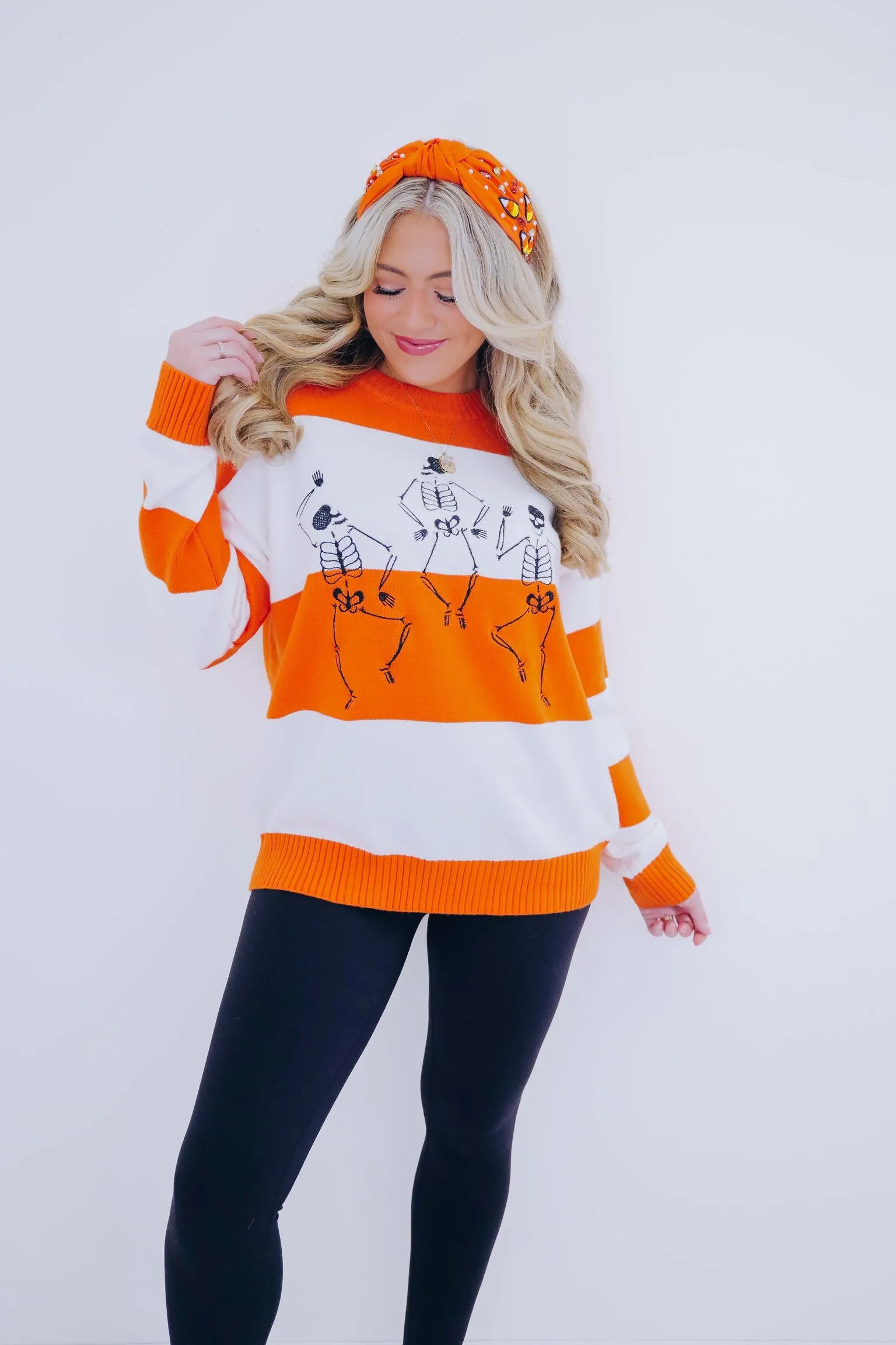 Diggin' That Dance Skeleton Embroidered Sweater