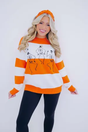 Diggin' That Dance Skeleton Embroidered Sweater
