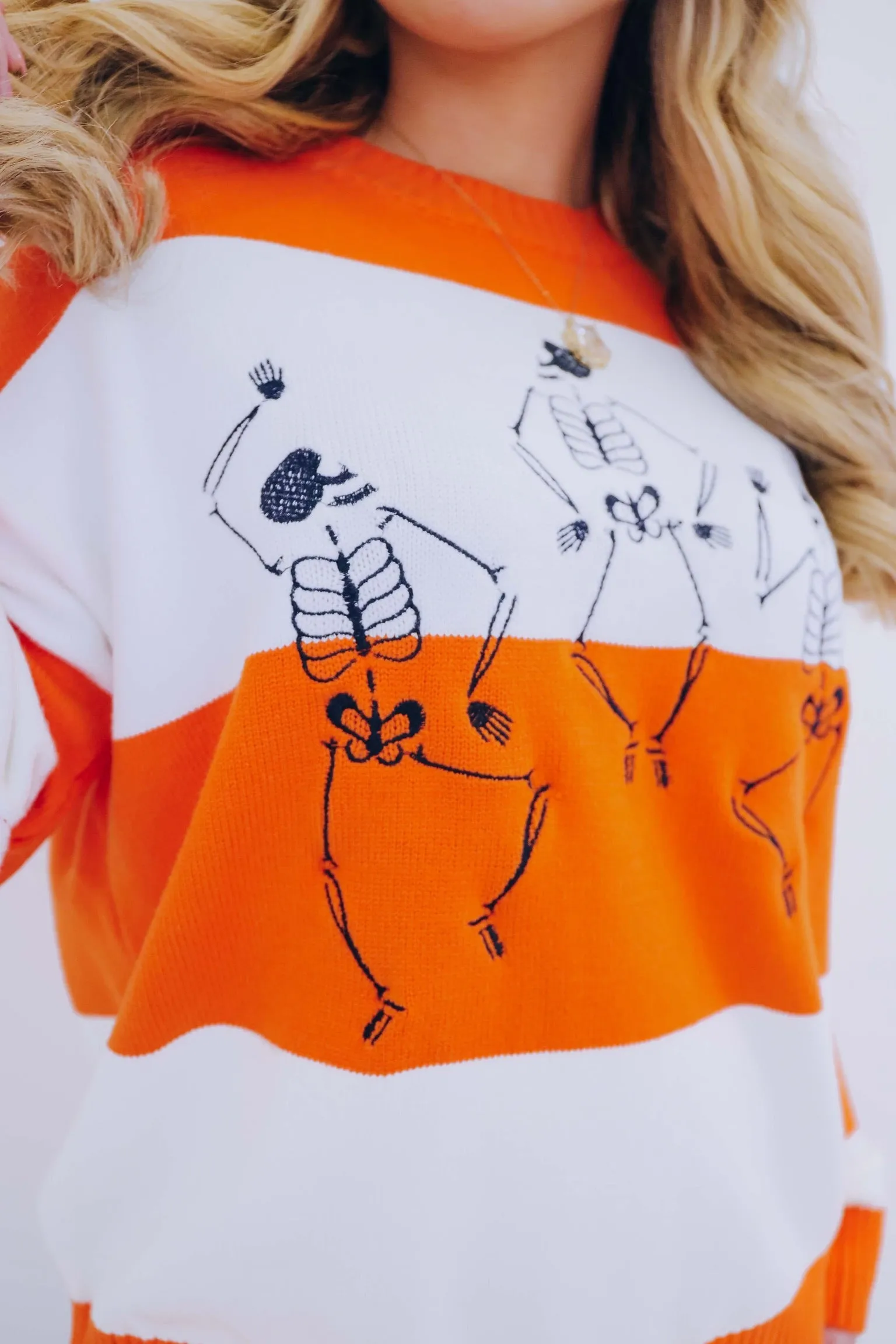 Diggin' That Dance Skeleton Embroidered Sweater