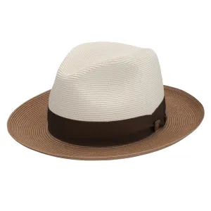Dobbs Toledo Milan Straw Hat in Beige/Cognac