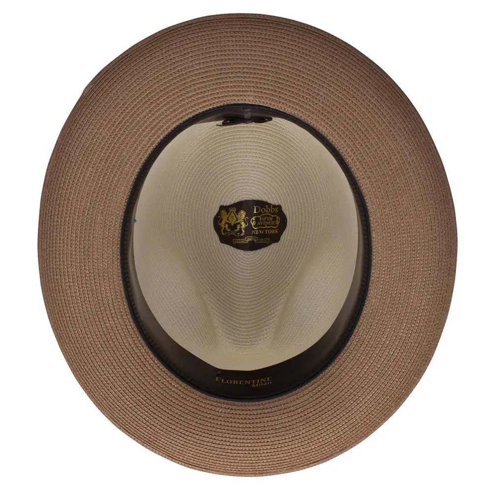 Dobbs Toledo Milan Straw Hat in Beige/Cognac