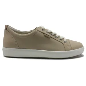 Ecco Soft 7 Full Grain Leather Women's Fashion Trainers - Powder