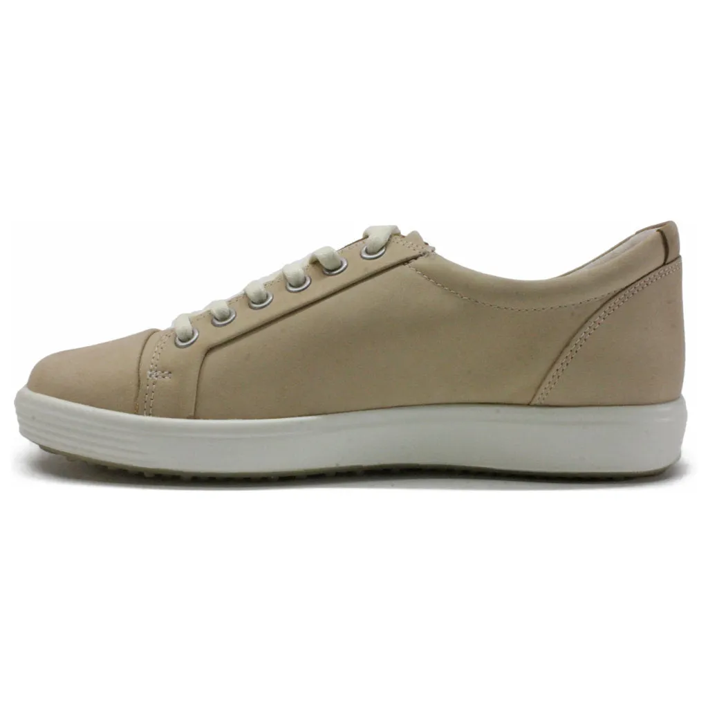 Ecco Soft 7 Full Grain Leather Women's Fashion Trainers - Powder