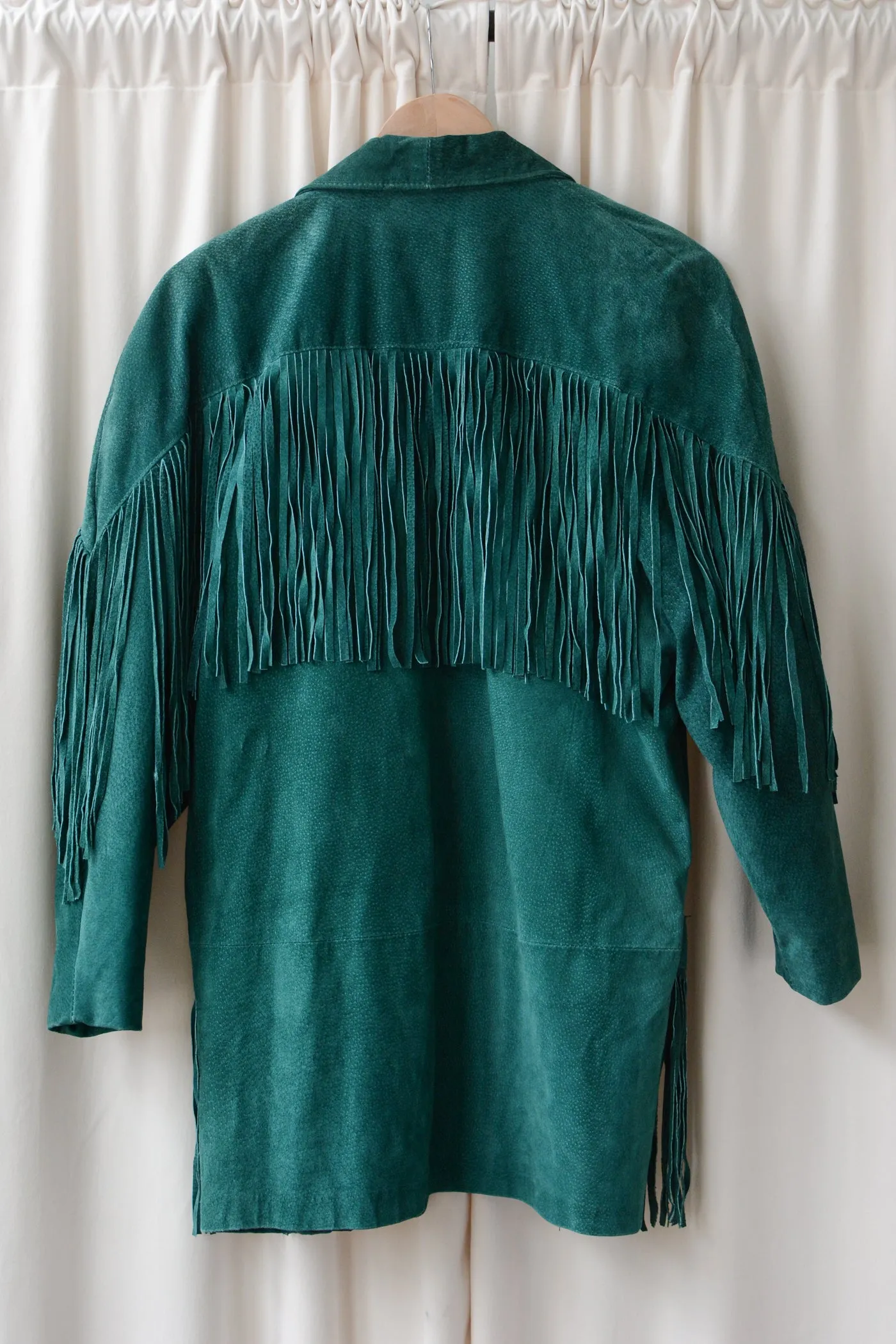 Emerald Suede Fringe Jacket