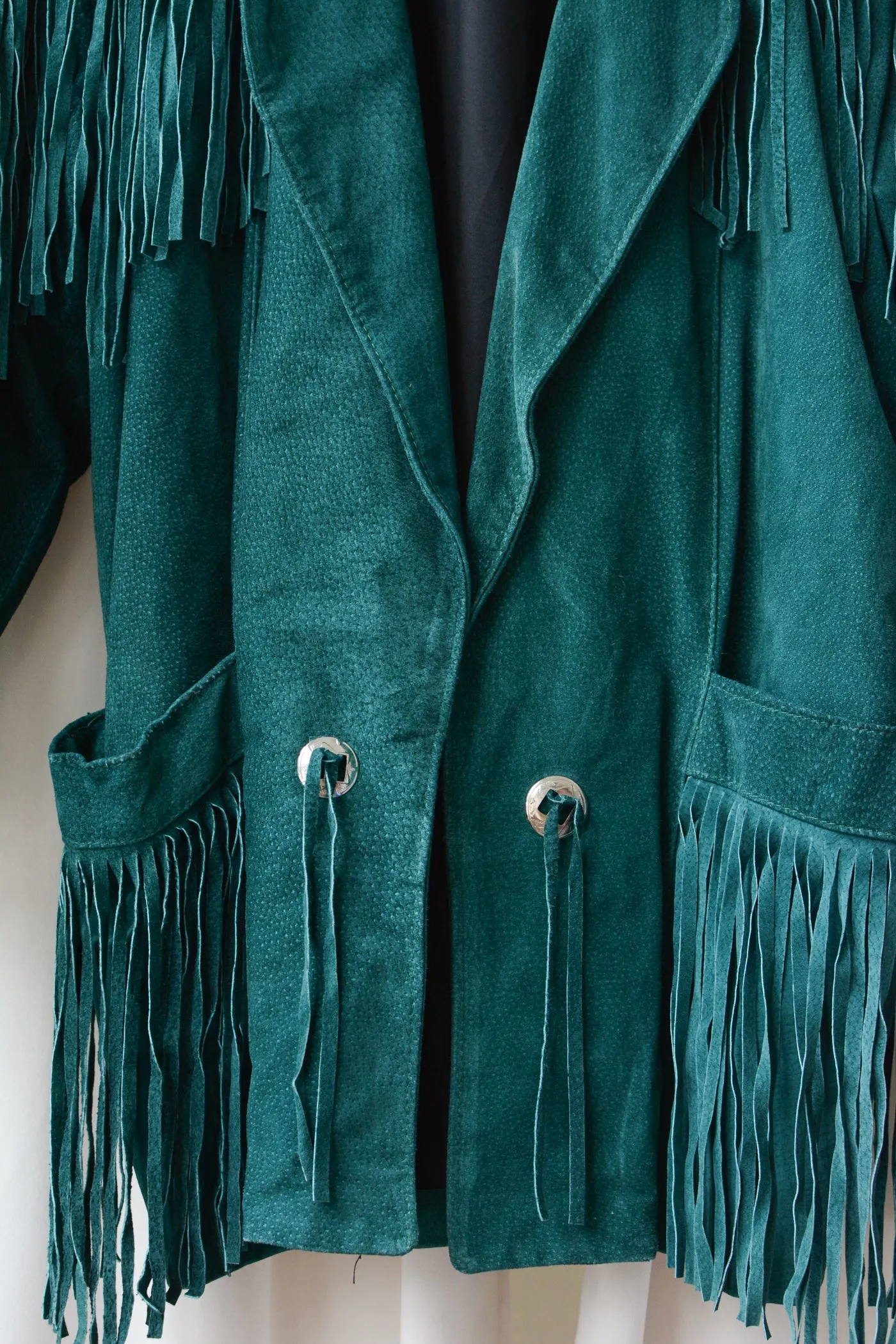 Emerald Suede Fringe Jacket