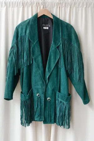 Emerald Suede Fringe Jacket