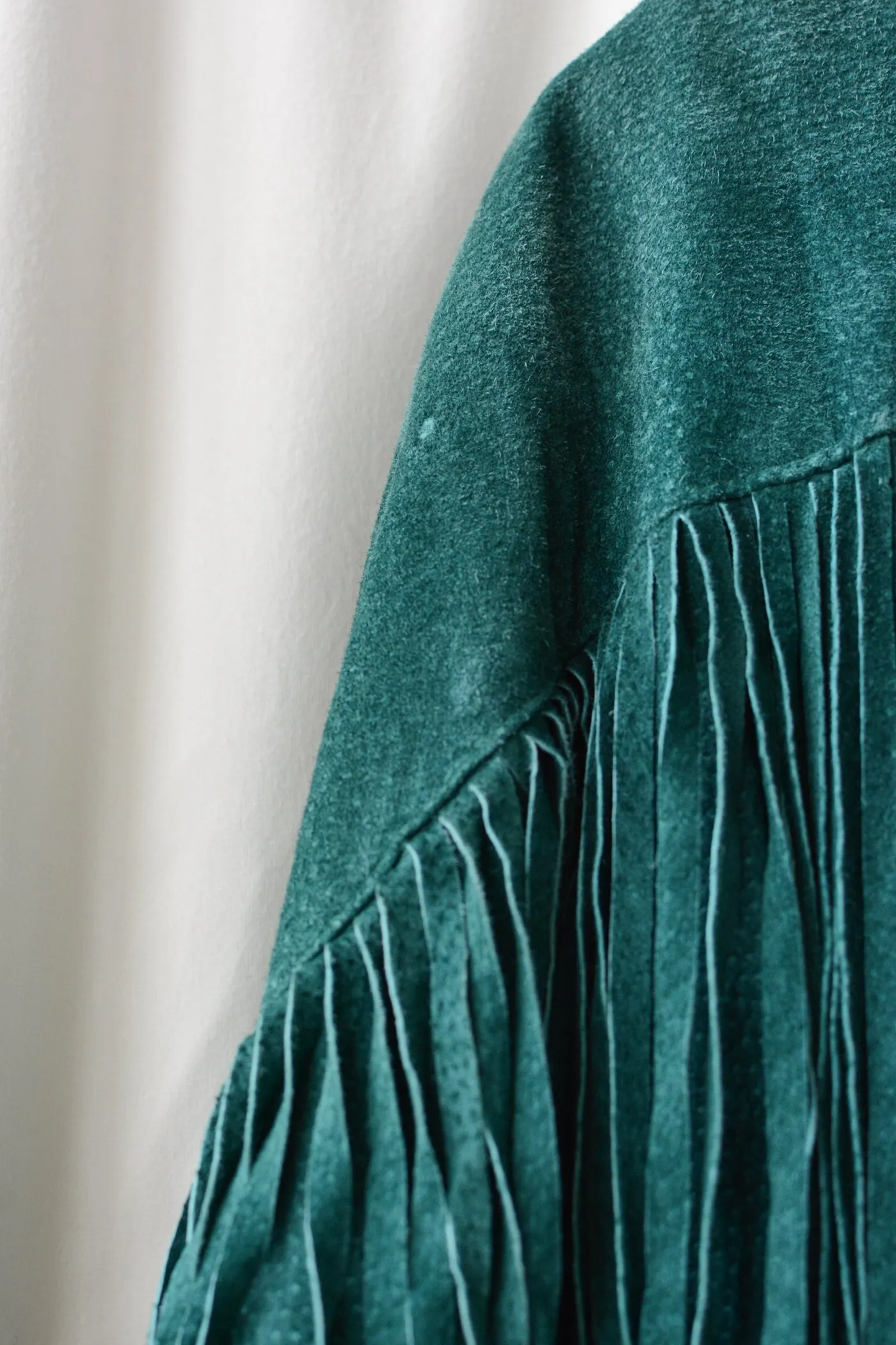 Emerald Suede Fringe Jacket
