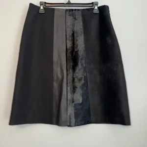 EUC Theory Mixed Mobile Calf Leather A Line Black Skirt Size 10