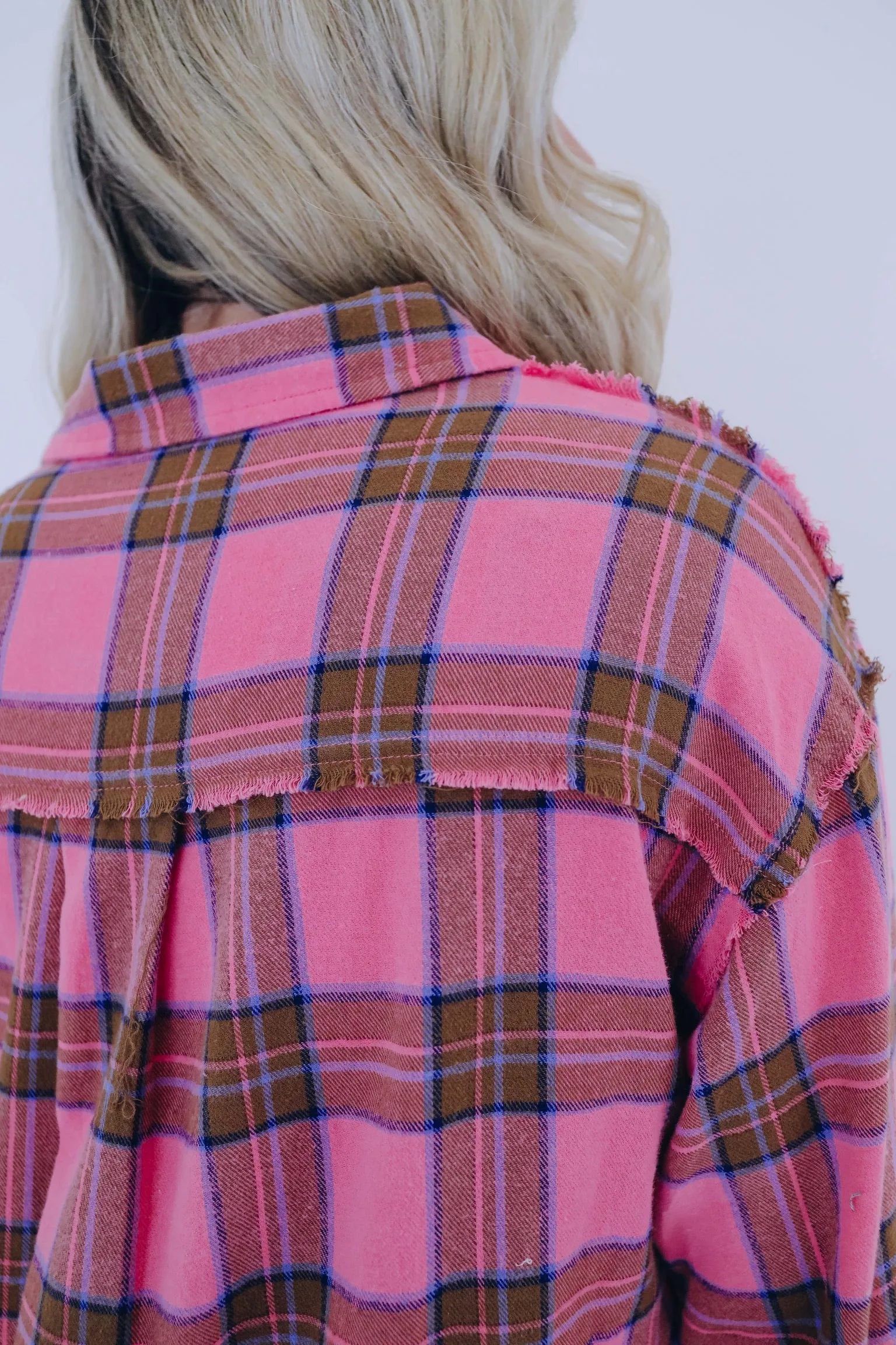 Falling For Pink Plaid Button Up Shirt