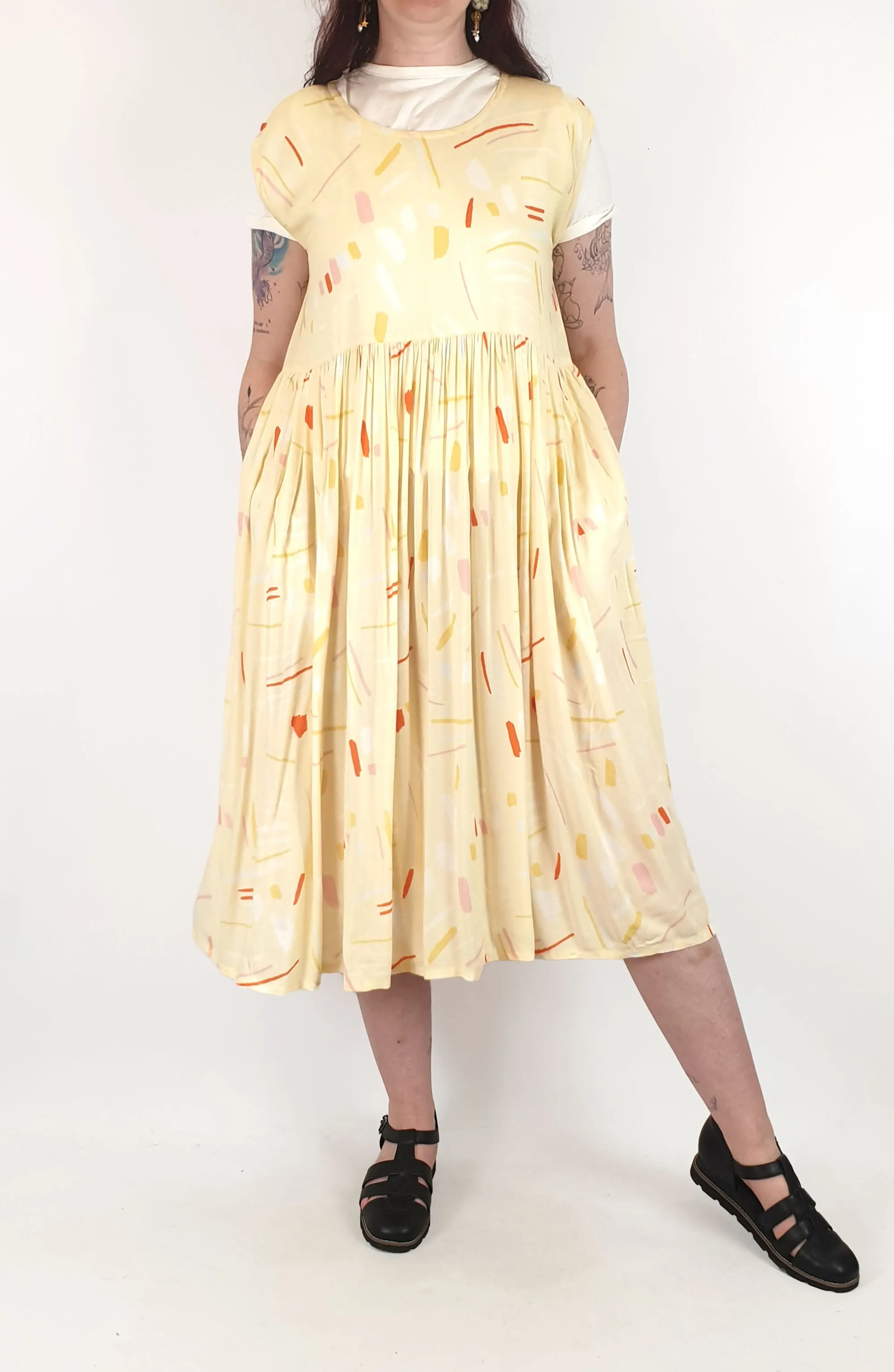Frank and Dollys yellow print dress size 12