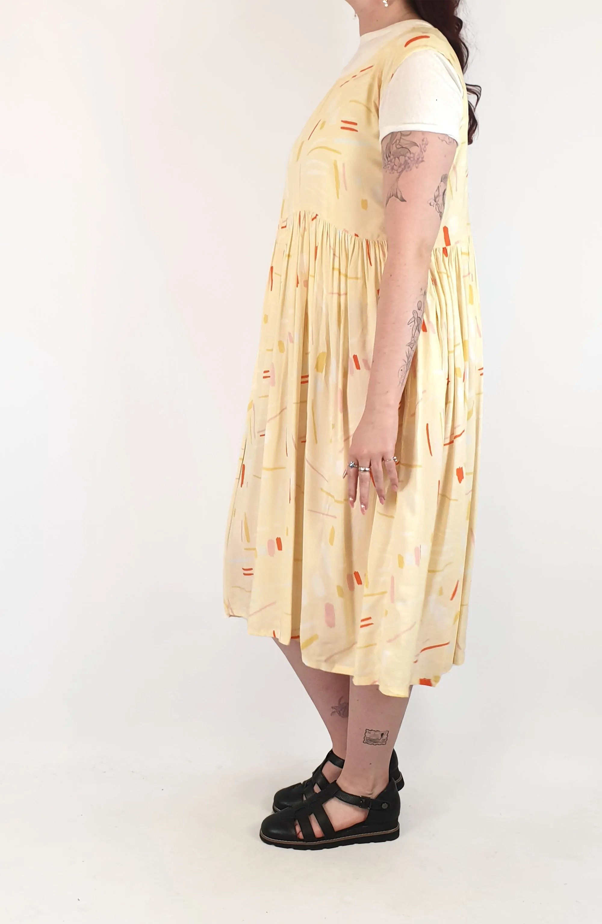 Frank and Dollys yellow print dress size 12