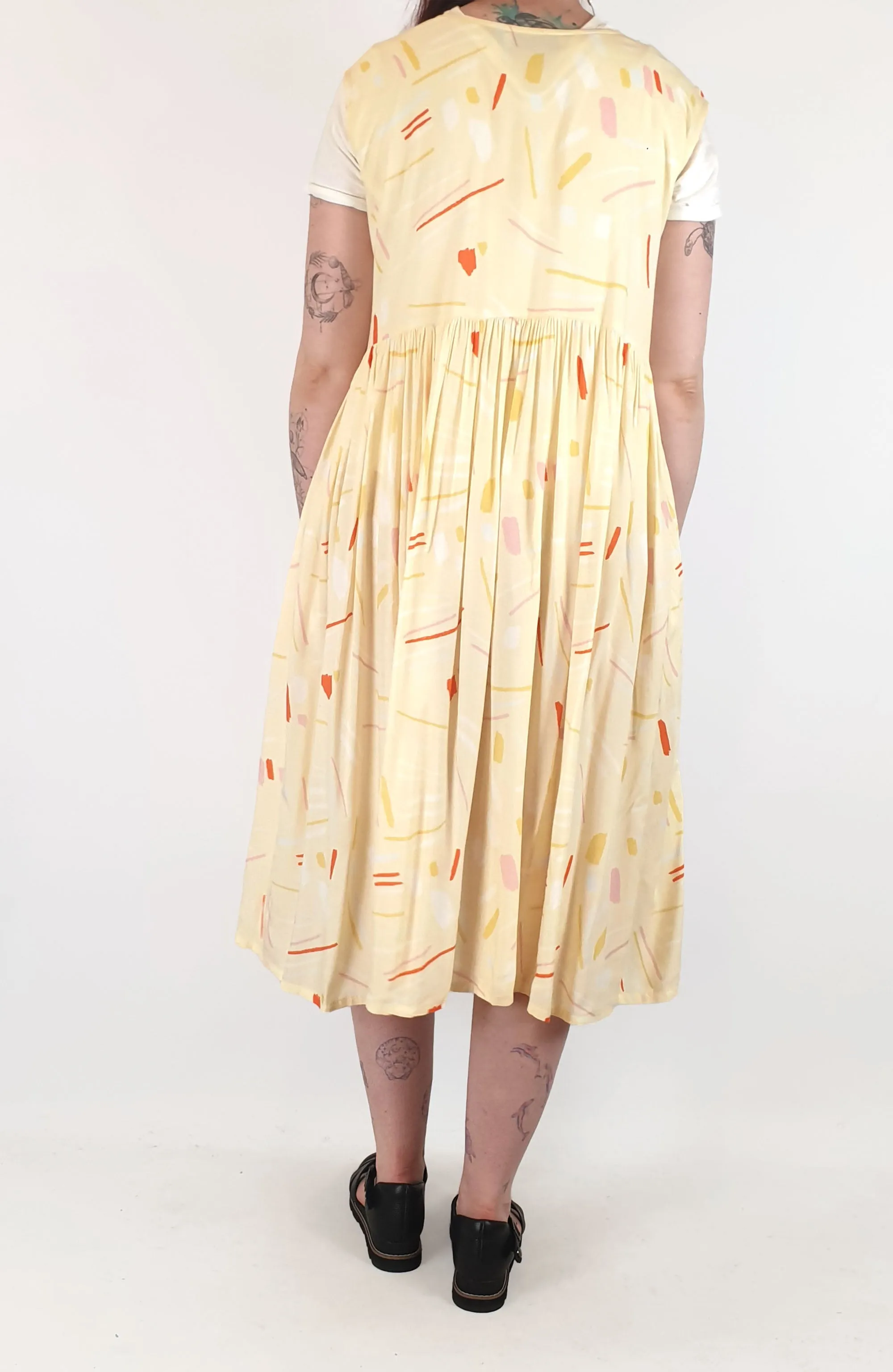 Frank and Dollys yellow print dress size 12