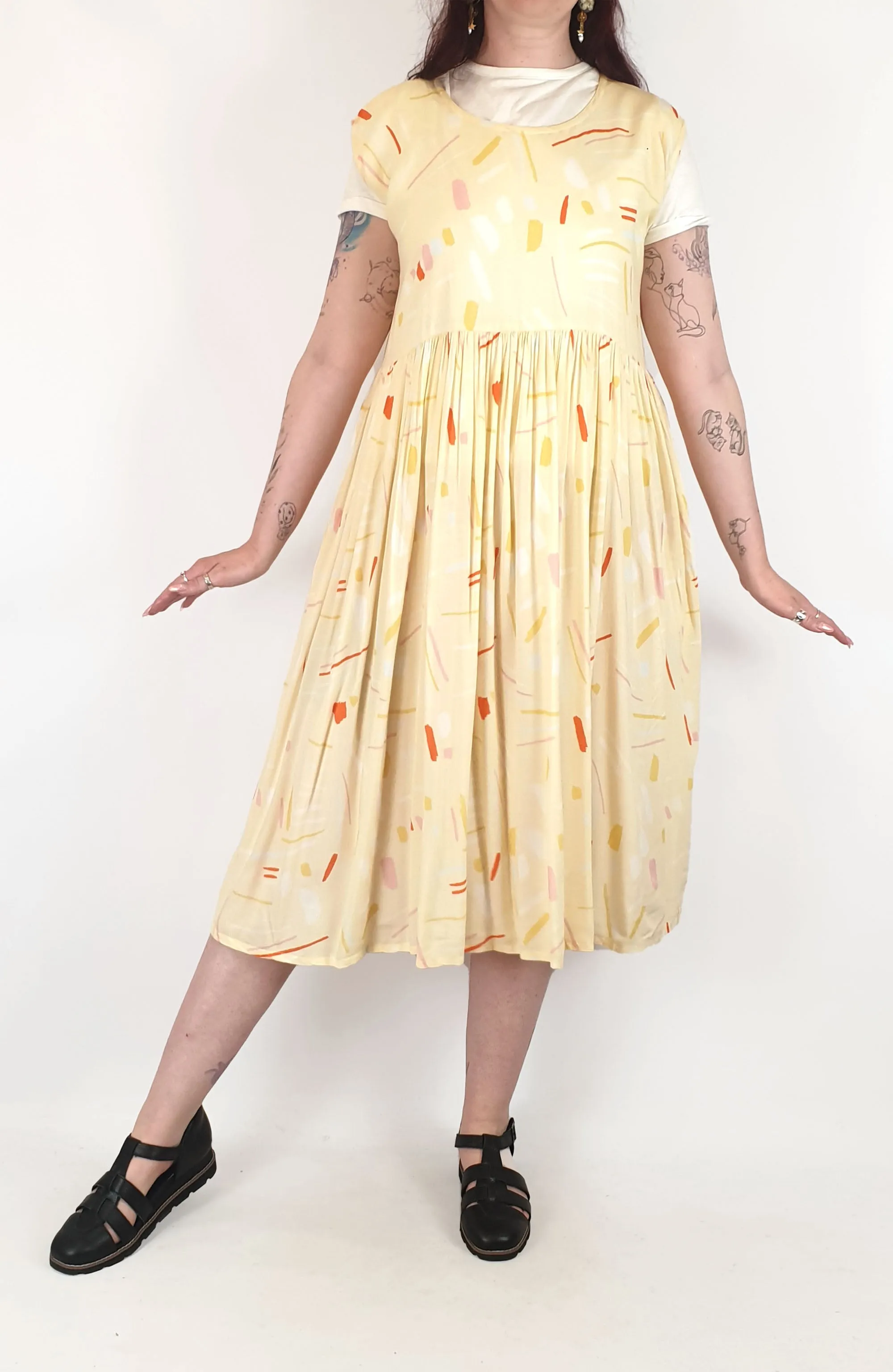 Frank and Dollys yellow print dress size 12