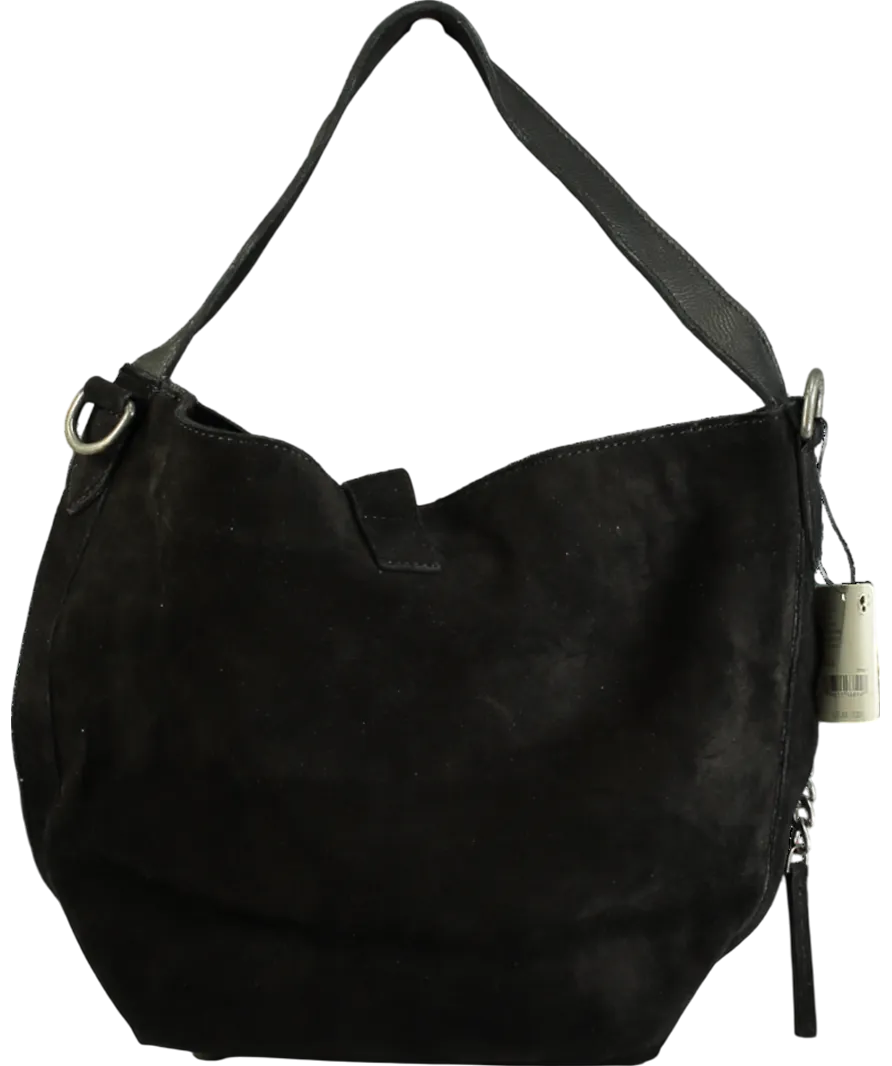 Free People Black Suede Adjustable Strap Shoulder Bag