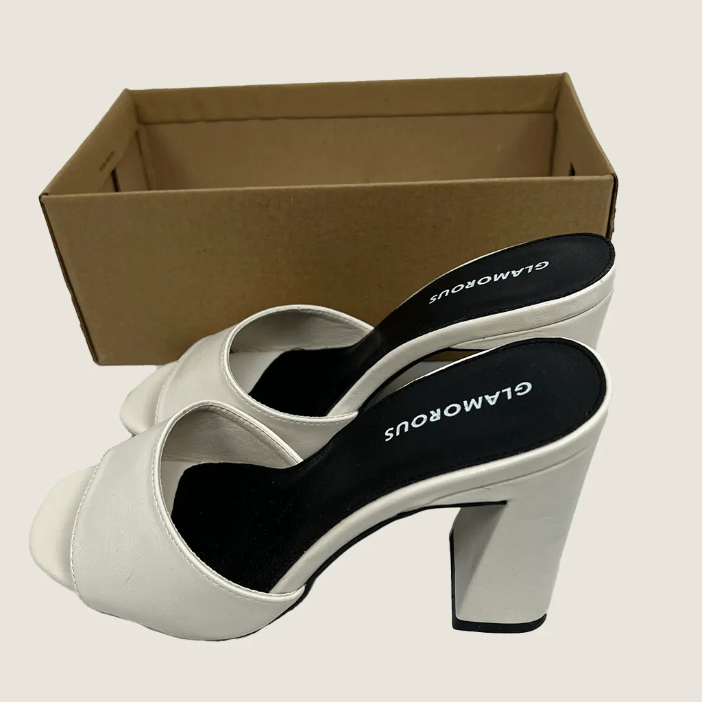 Glamorous Cream High Heel Slip On Sandle UK 3