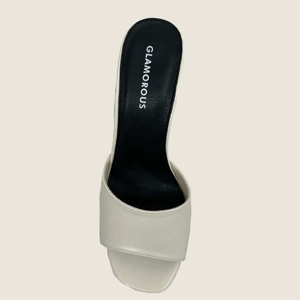 Glamorous Cream High Heel Slip On Sandle UK 3