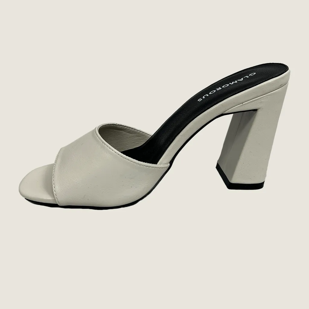 Glamorous Cream High Heel Slip On Sandle UK 3