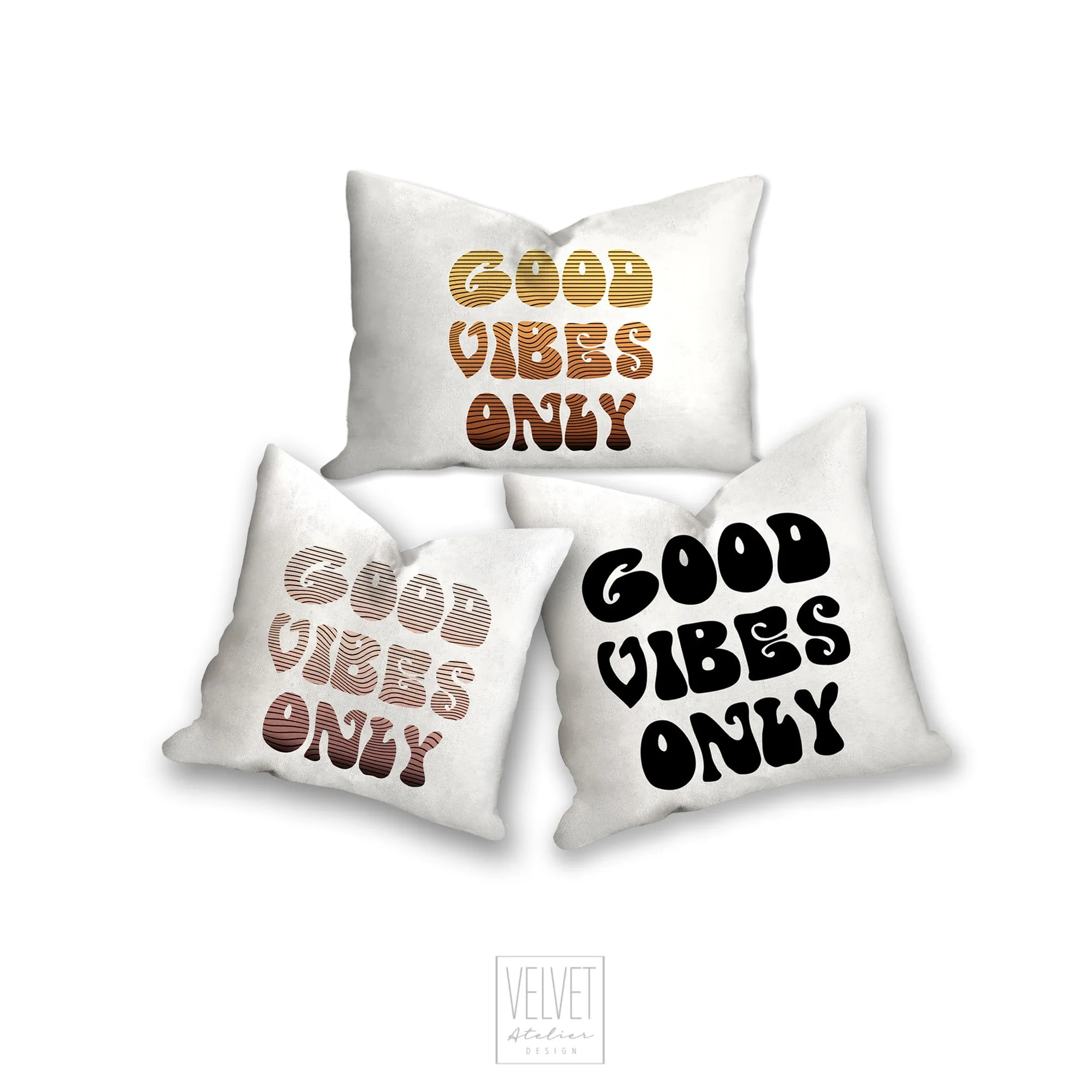Good vibes only pillow, groovy, Boho pillow, retro pillow, throw pillow, sunset colors, home decor, pillow cover and insert, accent pillow