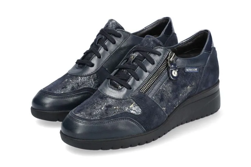 'IASMINA' womens's ergonomic lace-zip sneaker - Blue