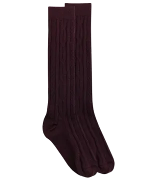 Jefferies Socks School Uniform Acrylic Cable Knee High Socks - Burgundy