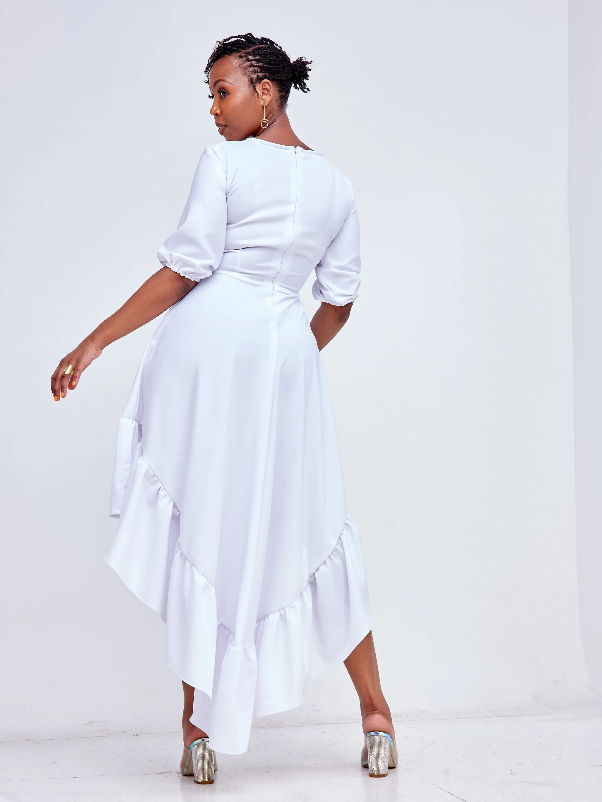 Jimba High Low Dress - White