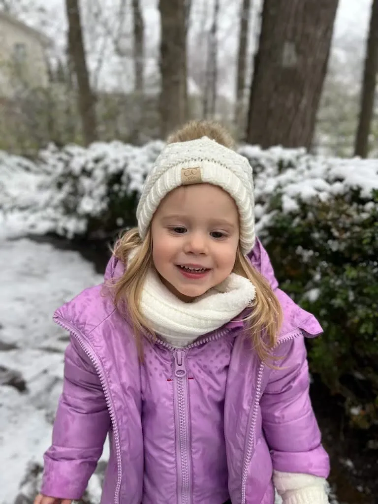 Kids Matching Pom Beanie, Neck Warmer & Mittens Set by Funky Junque