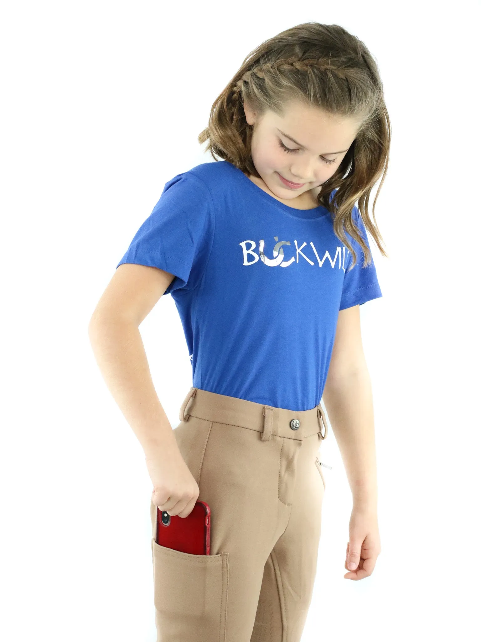 Kid's Mid-Waist Breech | Tan   Tan | Side Phone Pocket