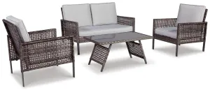 Lainey Two-tone Gray Outdoor Love/Chairs/Table Set (Set of 4)