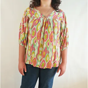 Les Touristes  pre-ownedcolourful print shirt size L (best fits size 14)
