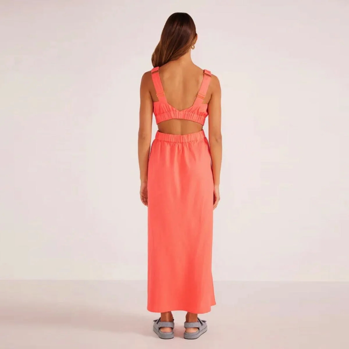 Lila Linen Cut Out Midi Dress