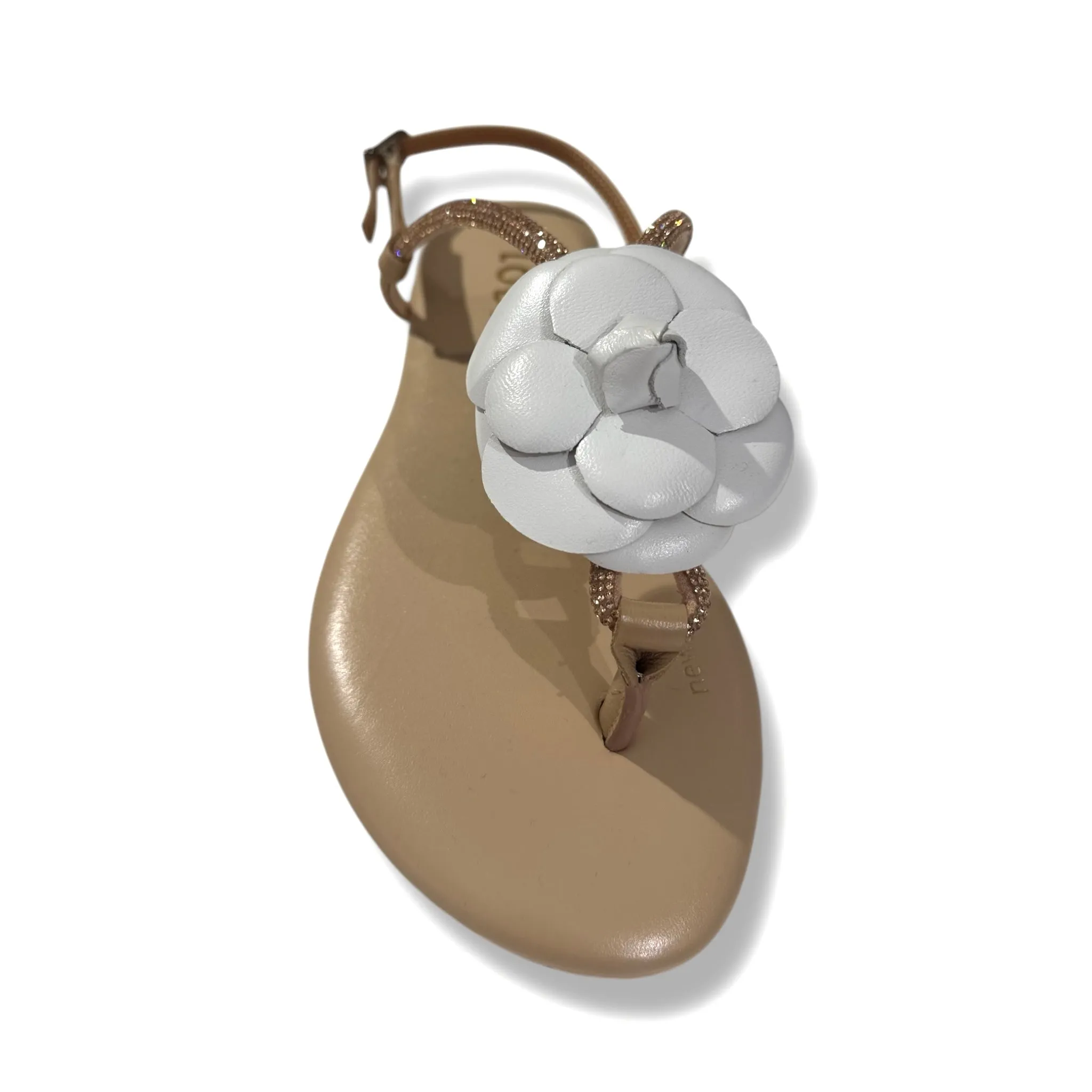 Lodi Leather Sandals With Flower Motif