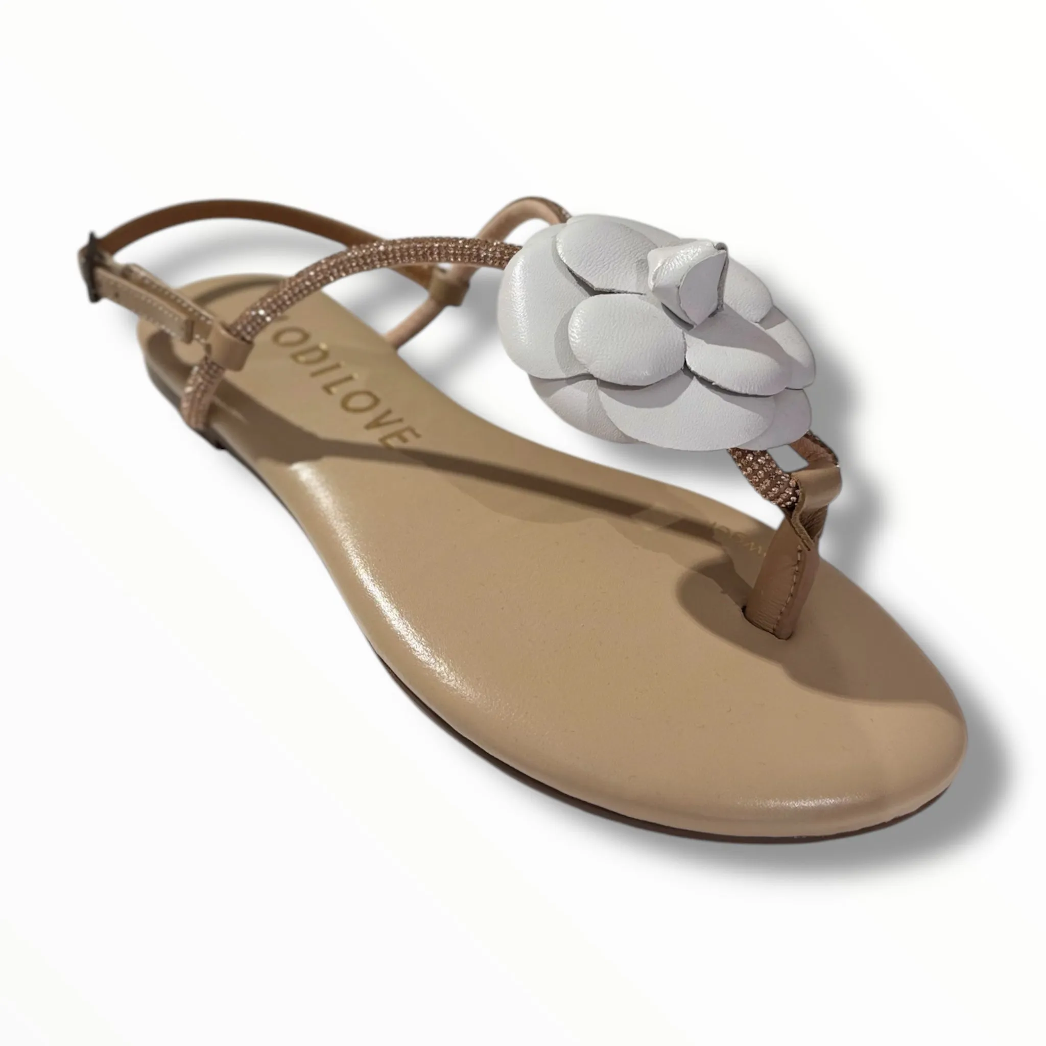 Lodi Leather Sandals With Flower Motif