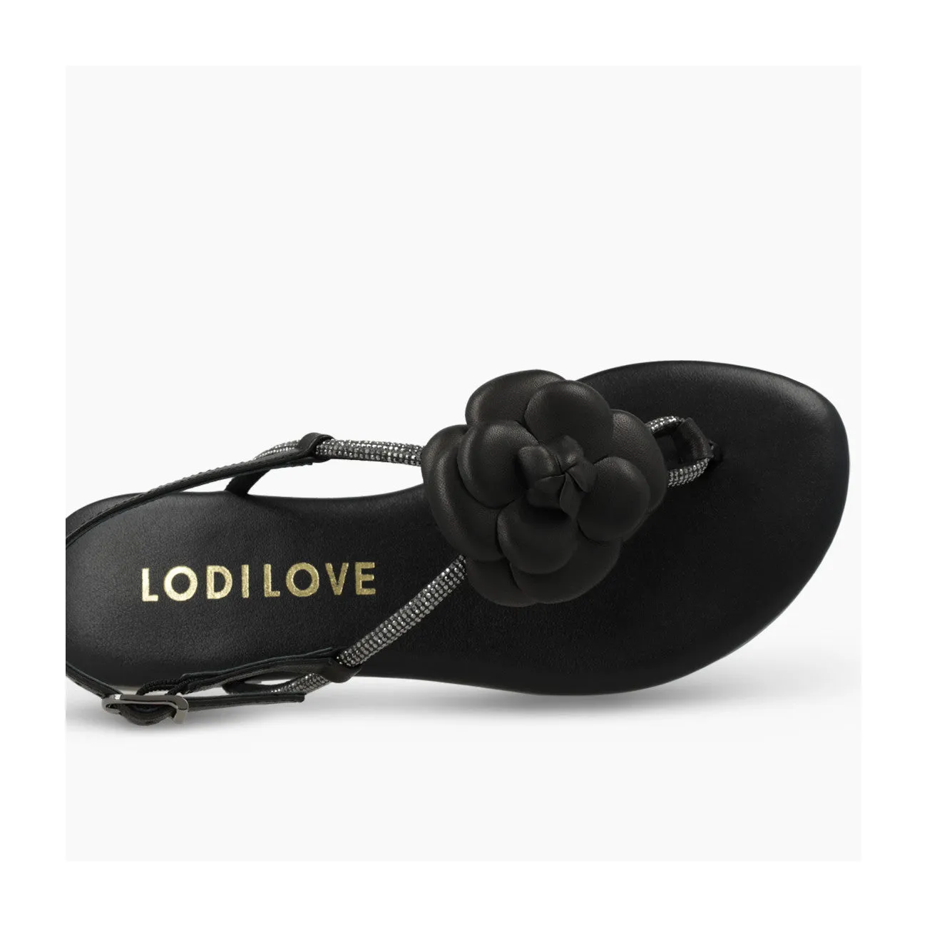 Lodi Leather Sandals With Flower Motif