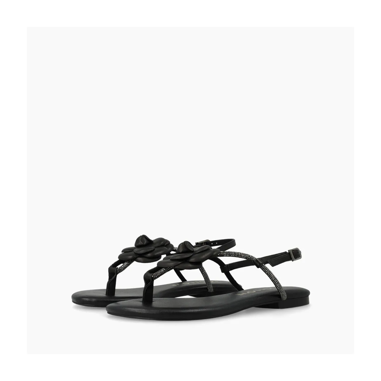 Lodi Leather Sandals With Flower Motif