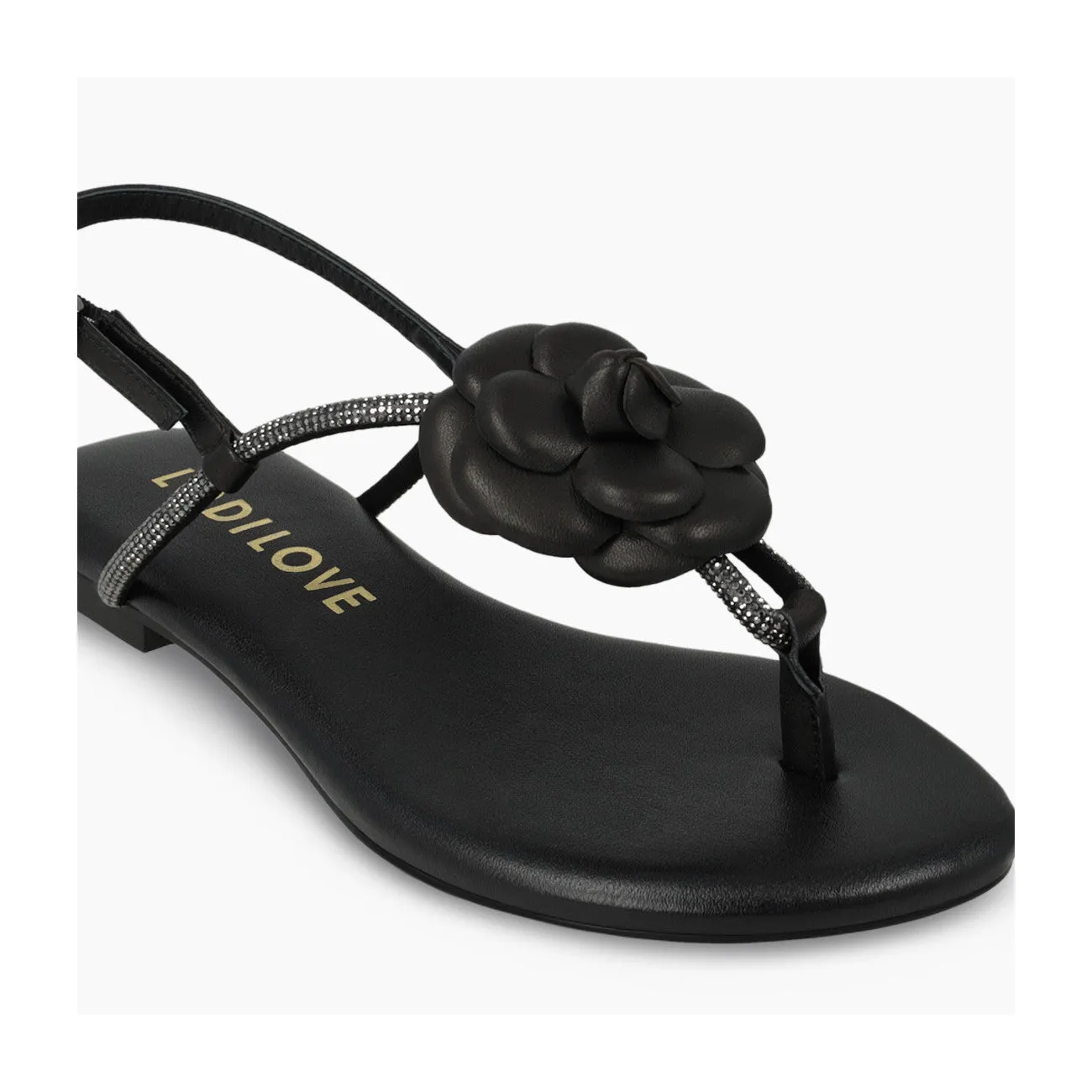Lodi Leather Sandals With Flower Motif
